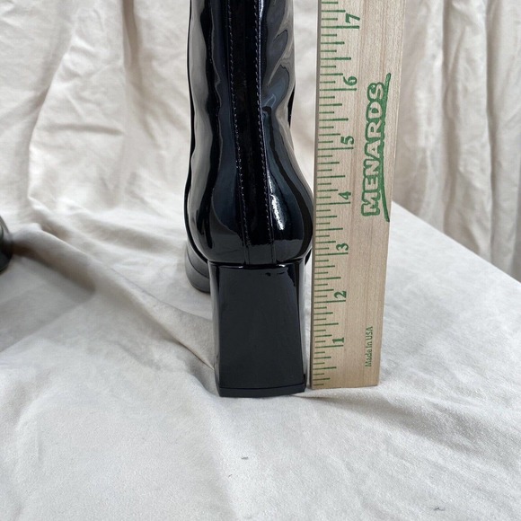 Good American Ankle Boot Women's 7 Black Patent Leather Square Toe Square Heel - Picture 7 of 8